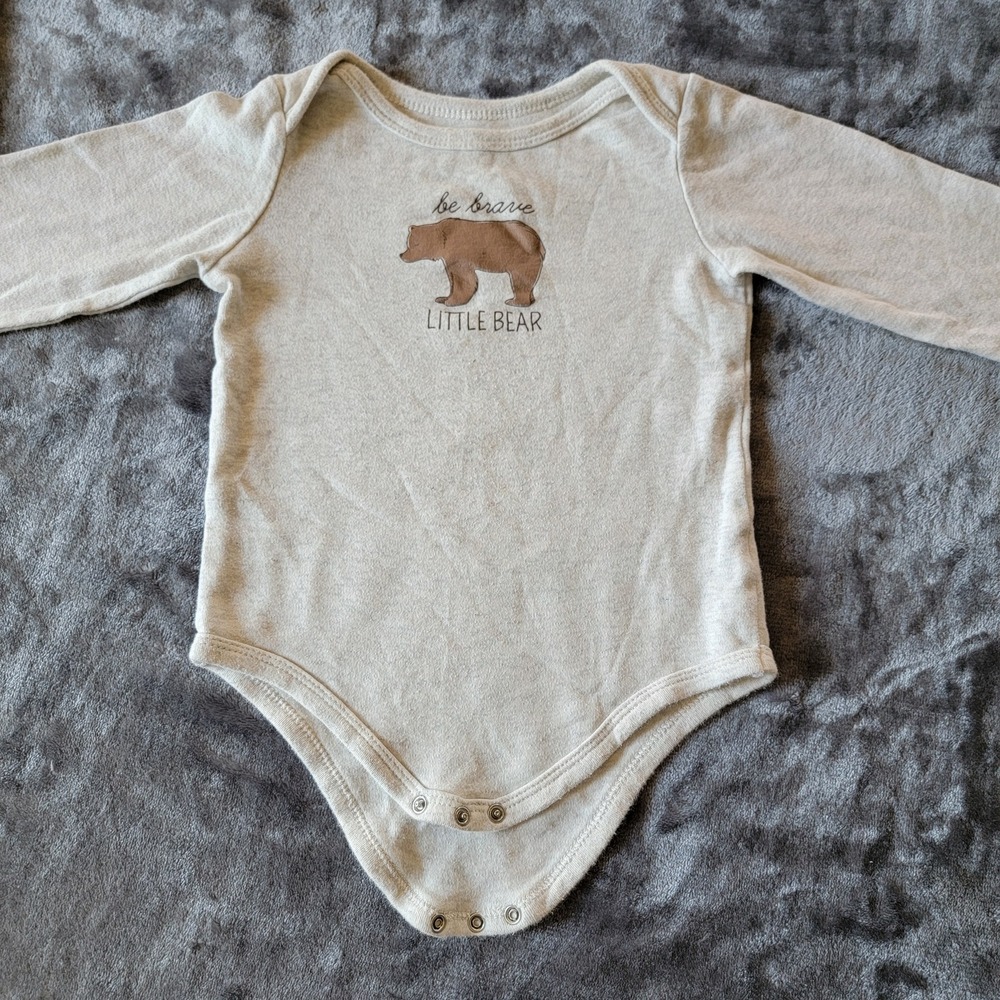 HB Bodysuit Kids 24M Oatmeal Excellent Be Brave Little Bear Long Sleeve 712